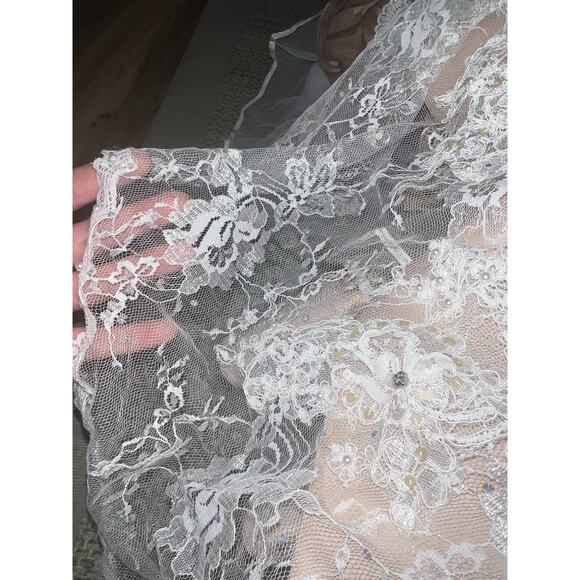 Sherri Hill SZ 10- 1338 Ivory Lace Pearl Neck‎ Back Mesh Ballgown Wedding Dress - Picture 11 of 12